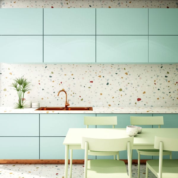 kitchen interior design in modern turquoise style