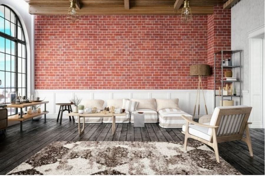 Brick wall and chair rail molding