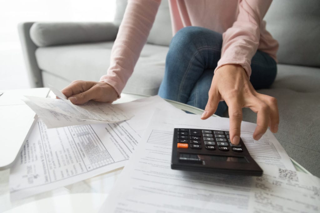 woman paying rent