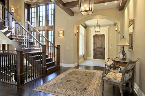 Front entrance with rug and furniture 