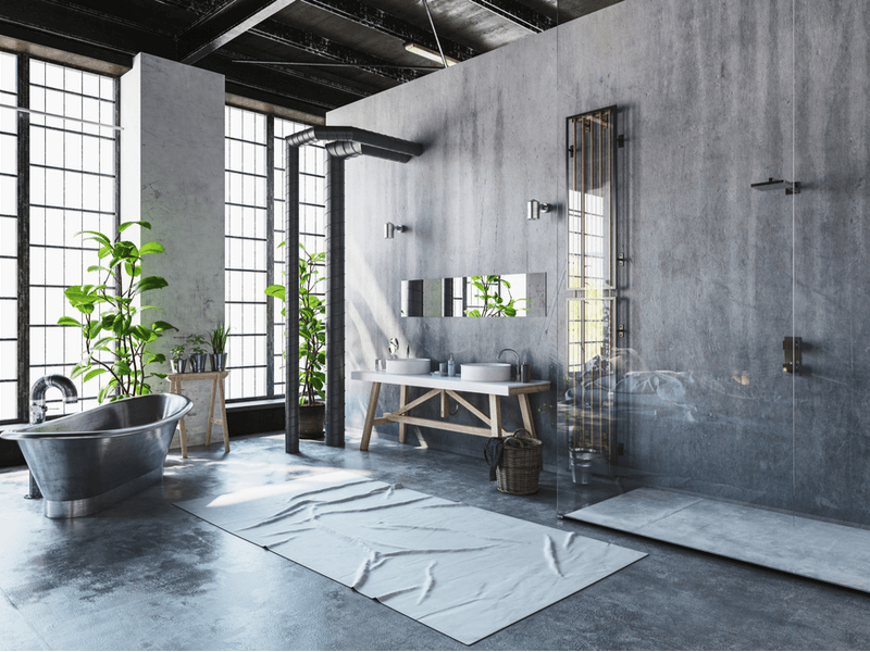 Industrial loft bathroom