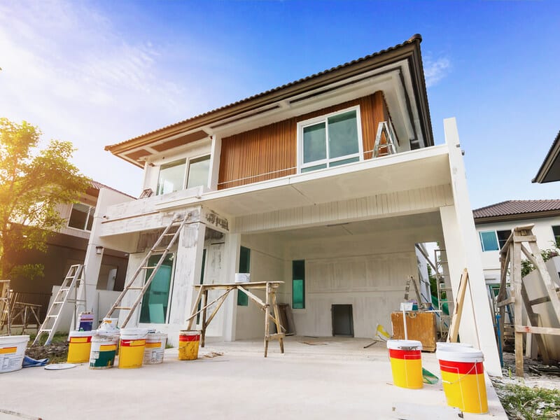 Home exterior during renovation