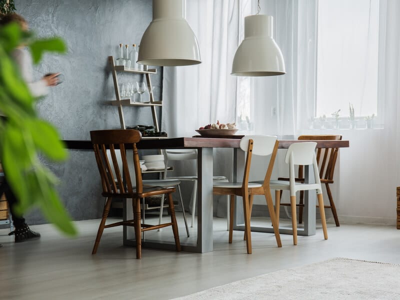 Mismatched kitchen table and chairs