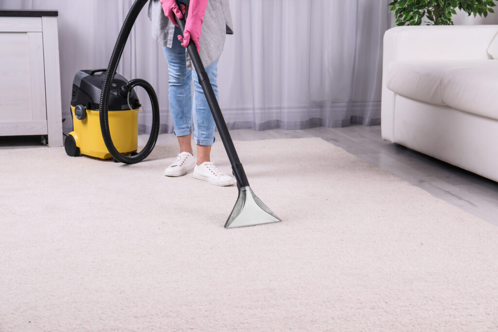 woman carpet cleaning