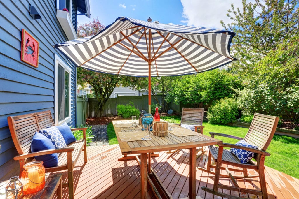 backyard umbrella in table 