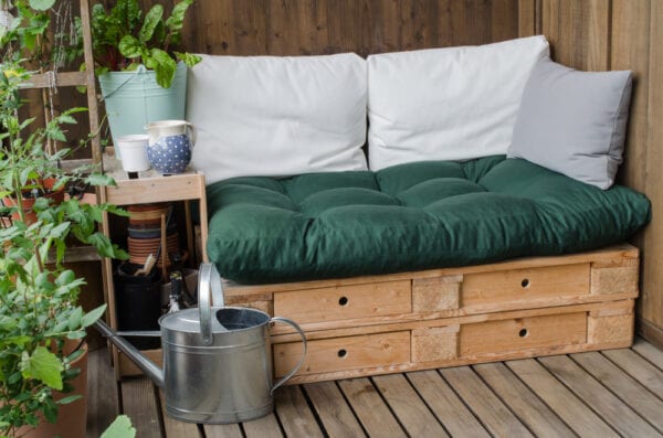 Outdoor bed made from wood pallets