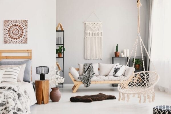 Hammock chair in teen bedroom