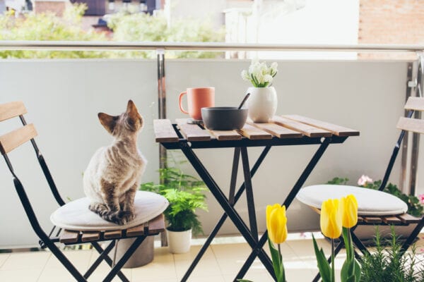 Coffee table on balcony