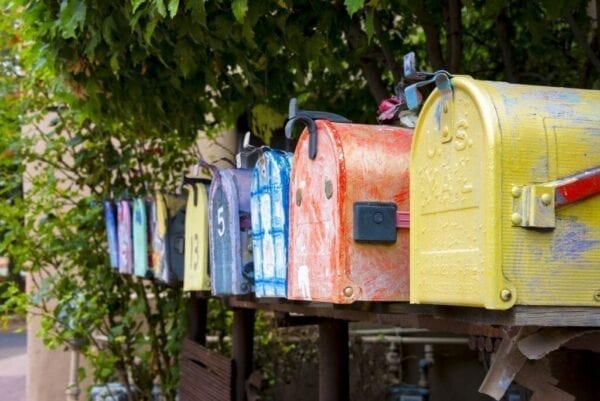 Painted antique mailboxes