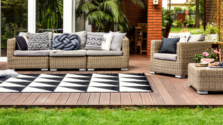 Rattan sofa on terrace